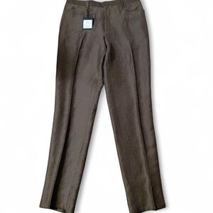 SARTORIALE Italy Brown Linen Silk Blend Dress Pants Trousers Size 54 (US 38)